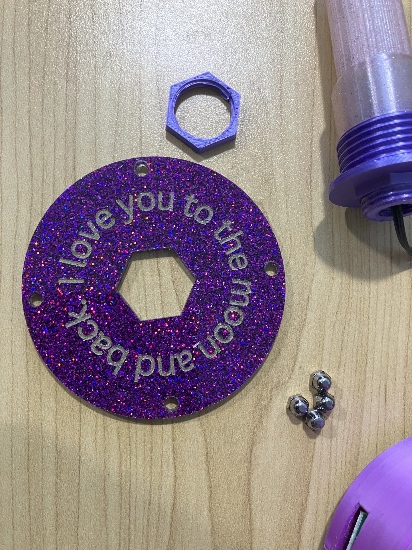 Custom laser engraving on Babykari lamp lid