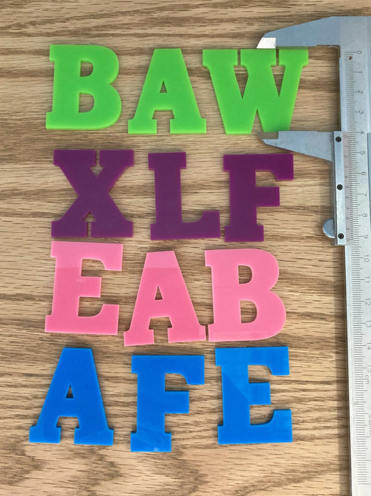 Acrylic alphabet - 42mm tall, 3mm thick